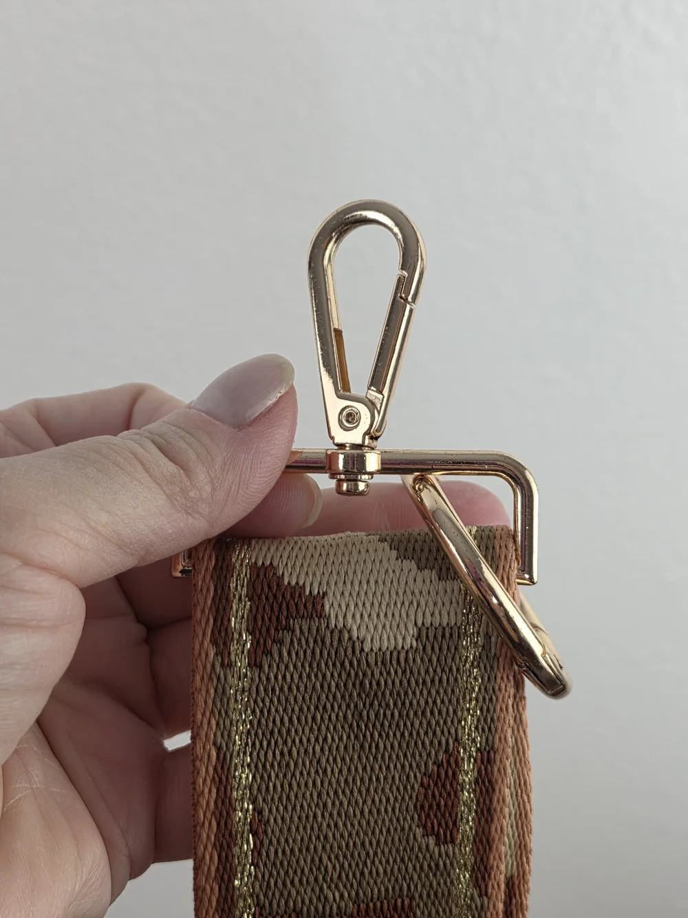 AhDorned Adjustable Brown & Tan Camo Bag Strap With Gold Hardwear